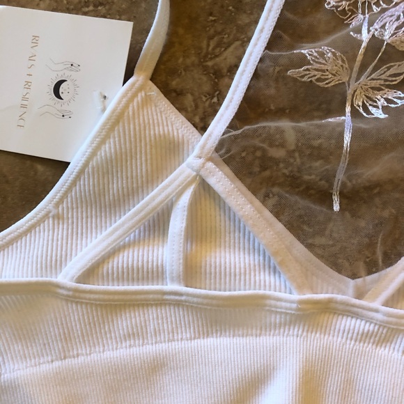 NWT white flower bloom tattoo mesh bralette - Picture 5 of 8